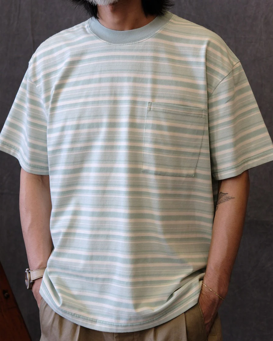 Heavyweight Striped Pocket T-Shirt – 280g Cotton - Image 2