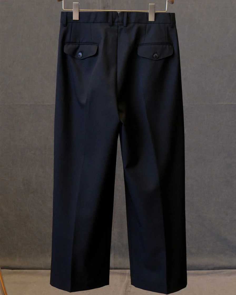 Black High-Waisted Pleated Wool Trousers - Image 6