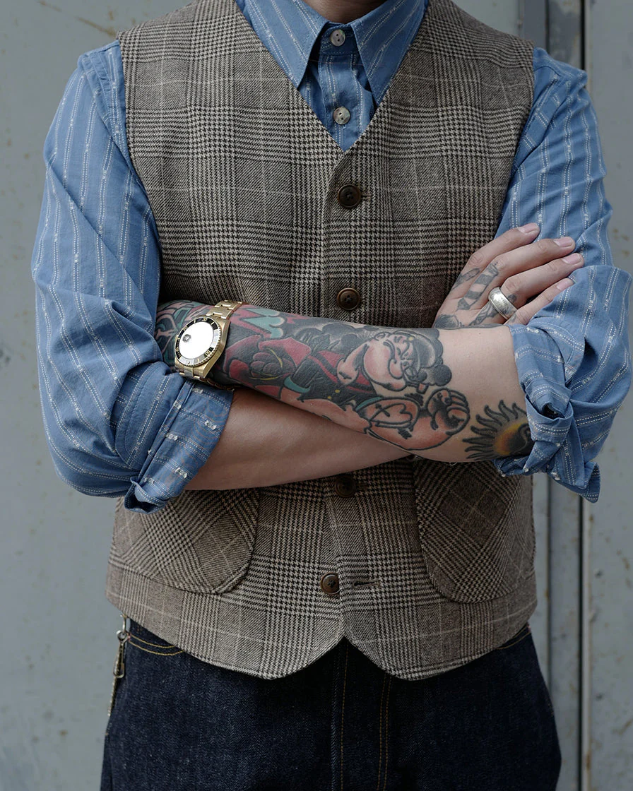 Brown Check Waistcoat - Image 4