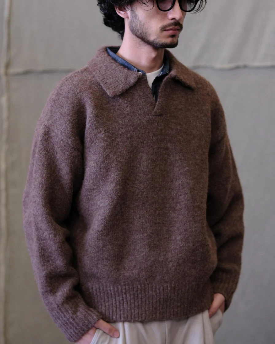 Polo Jumper Buttonless Collar Felted Wool-blend - Image 14