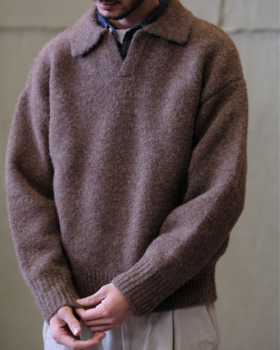 Polo Jumper Buttonless Collar Felted Wool-blend - Image 16