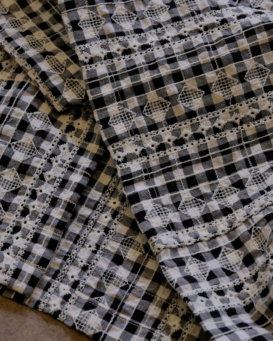 Seersucker Check Cuban Collar Shirt – Embroidered - Image 8