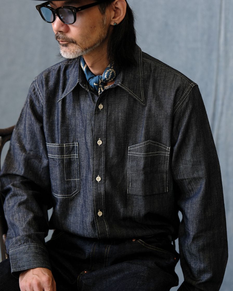 Denim Workwear Shirt Slub Cotton - Image 4