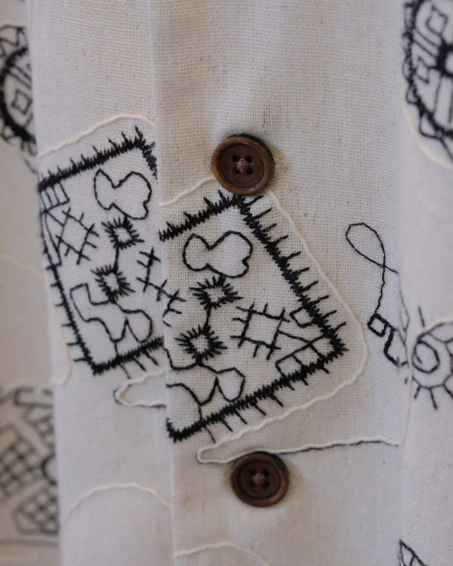 Embroidered Cuban Collar Shirt – White Cotton - Image 5