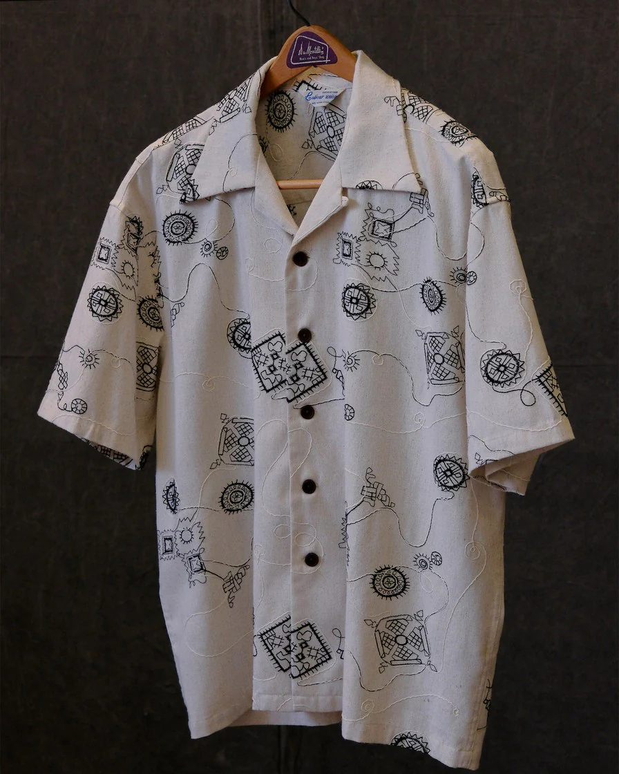 Embroidered Cuban Collar Shirt – White Cotton - Image 7