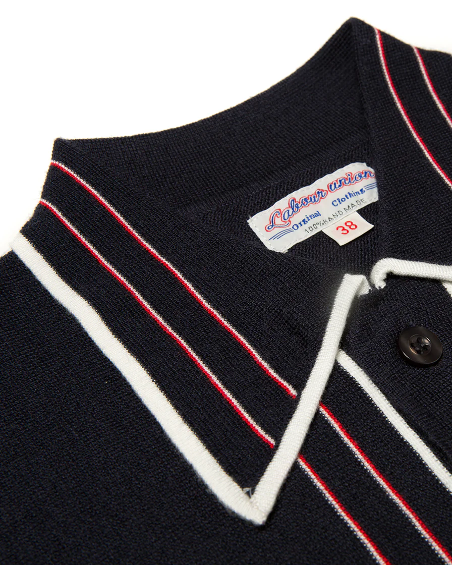 Navy Edge Strip Knit Shirt - Image 5