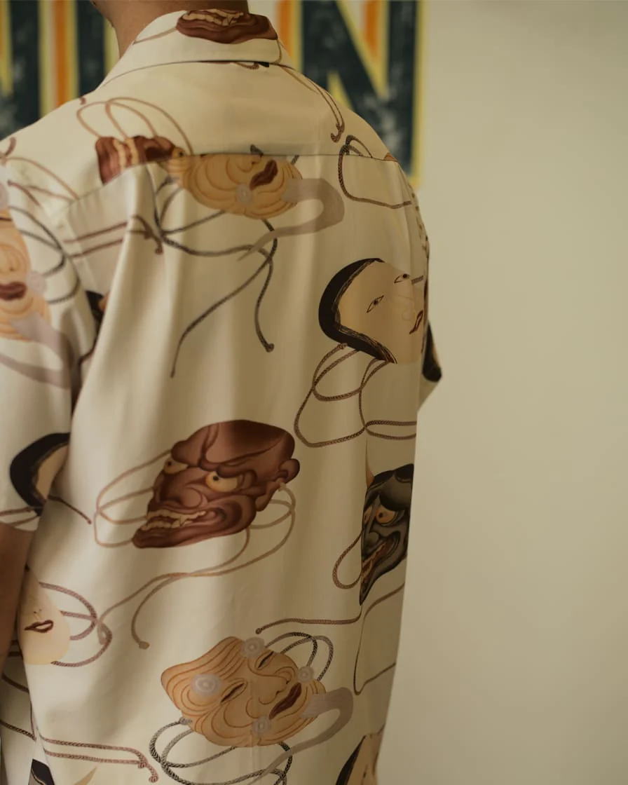 Noh Mask Aloha Shirt Special Edition White - Image 4