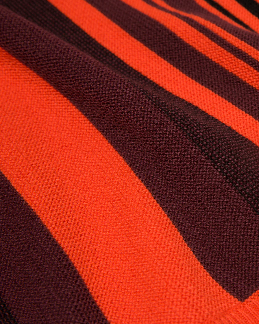 Orange Striped Knit Polo Shirt - Image 6