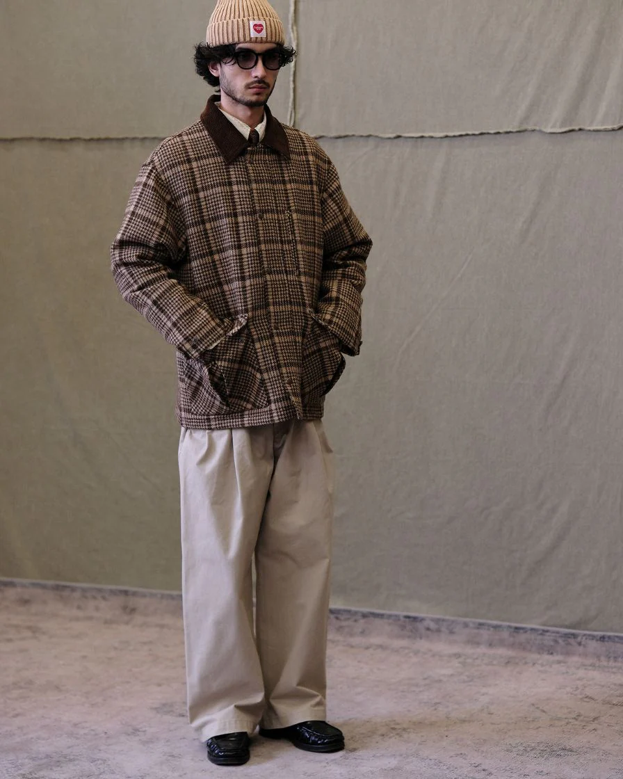 Wool Plaid Jacket Houndstooth Pattern