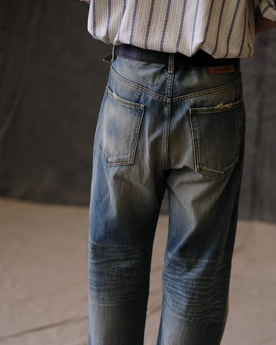 Stoned-washed Red-line Selvedge Straight-leg Jeans 15.5oz - Image 3