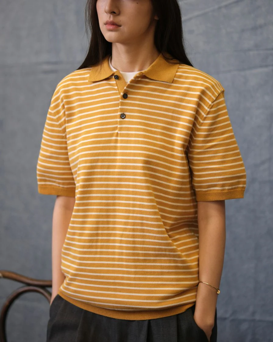 Stripped Piqué Polo Shirt Combed Cotton - Image 14