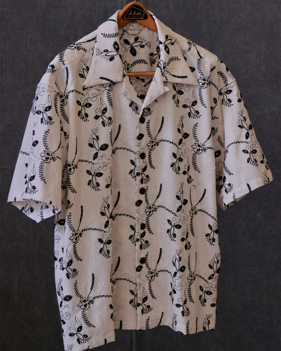 Wheat Embroidered Cuban Collar Shirt – White Cotton - Image 4