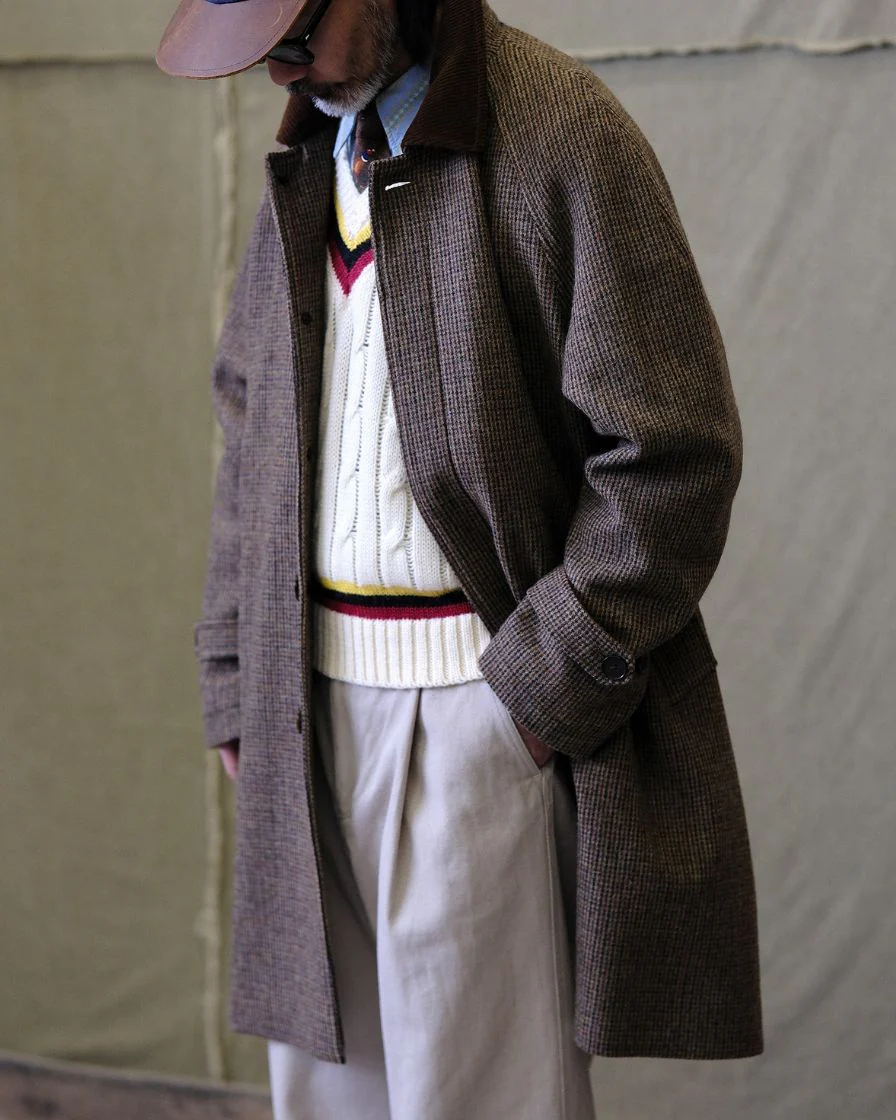Wool Houndstooth Balmacaan Coat - Image 6