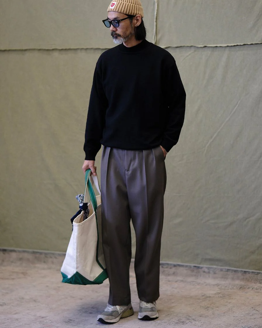 worsted wool blend pleated trousers